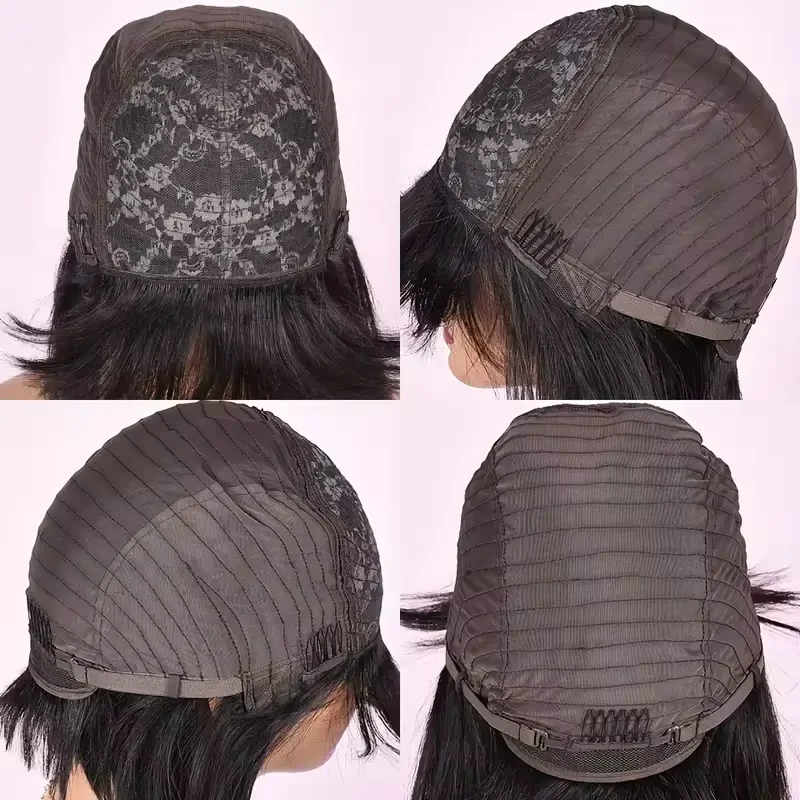 Human Hair Wigs For Black Women Straight With Bangs 180 Density