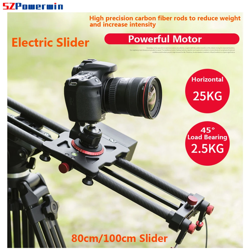 Powerwin Professional Electric Camera Slider Carbon Fiber Track Rail Motor Time Lapse 2.4G Wireless Remote Control