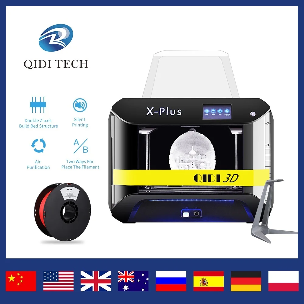 QIDI TECH-X-Plus 3D 프린터, 대형 27X20X20 WiFi 기능 ABS PLA FDM 3D 프린팅 Facesheild 산업용 등급 3D 프린터