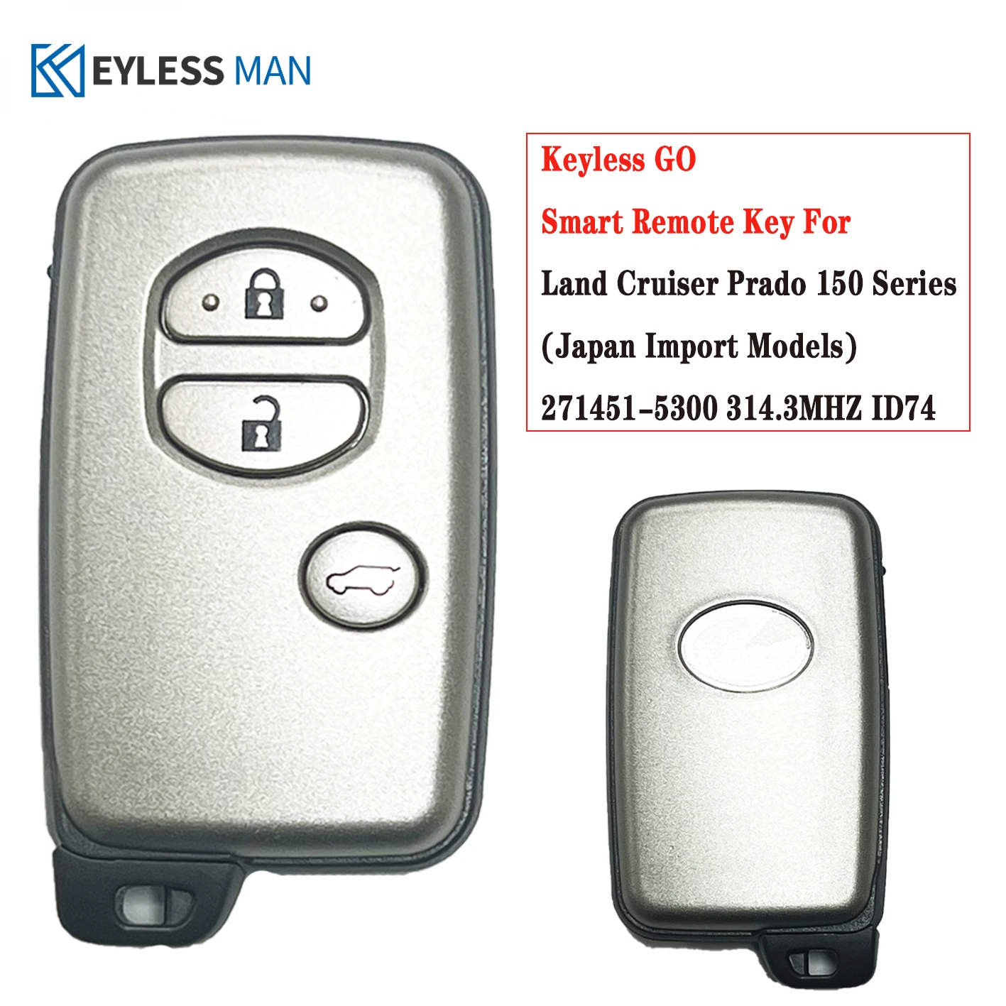 3Button Remote Car Key Fob For Toyota Land Cruiser Prado 150 2007-2013 LC150 Key 312MHZ 314.3MHZ ID74 Chip Board:271451-5300