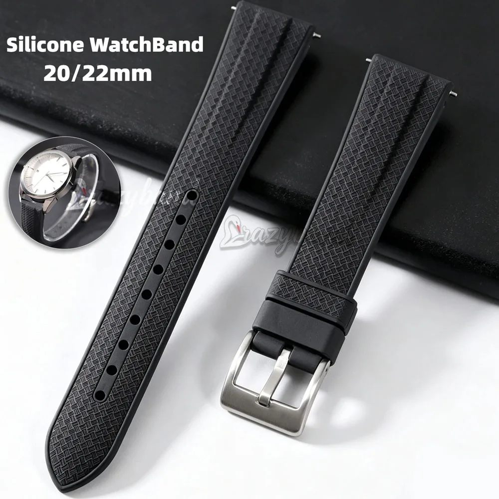 Universal Black Sport Silicone Watch Band with Quick Release