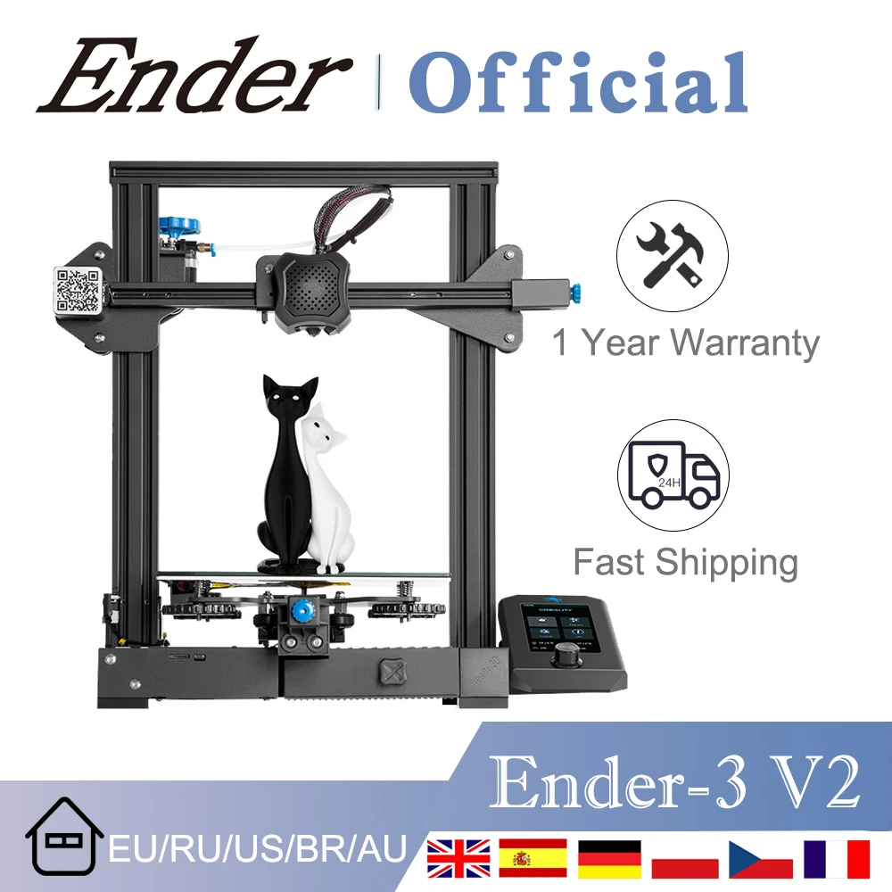 Creality 3D Printer Kits Ender 3 V2 3d Printers With Slilent Mianboard  TMC2208 UI&4.3Inch Color Lcd Carborundum Glass Bed|3D Printers| - AliExpress