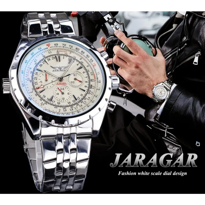 バーゲン価格!!JARAGAR クロノグラフ 機械式自動巻腕時計 2025年最新】JARAGAR 時計の人気アイテム - メルカリ