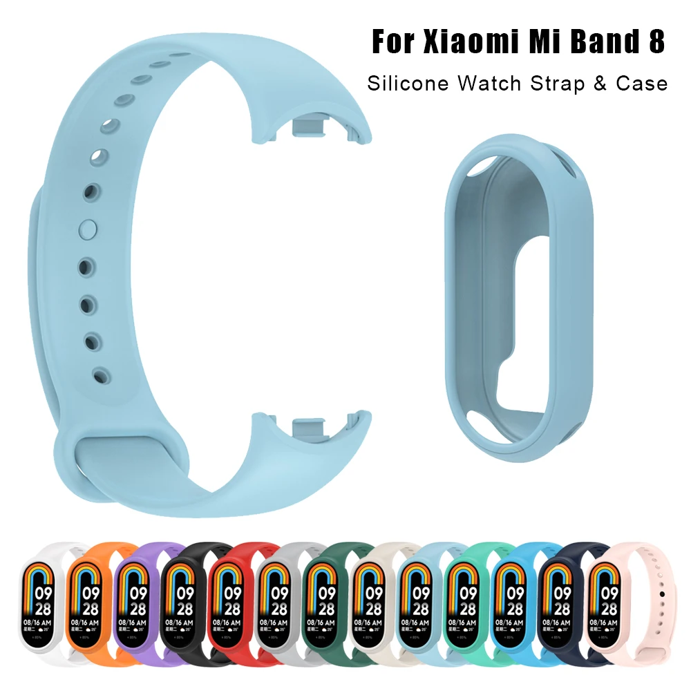 

Силиконовый ремешок для xiaomi Band 8, браслет, ремешок + защитный чехол для miband8, ремешок для часов xiaomi mi band 8 ba