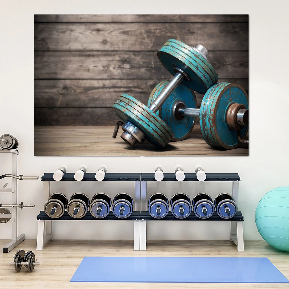 Dumbbells Poster Prints on Canvas Wall Art Sport Canvas Sets Muscle