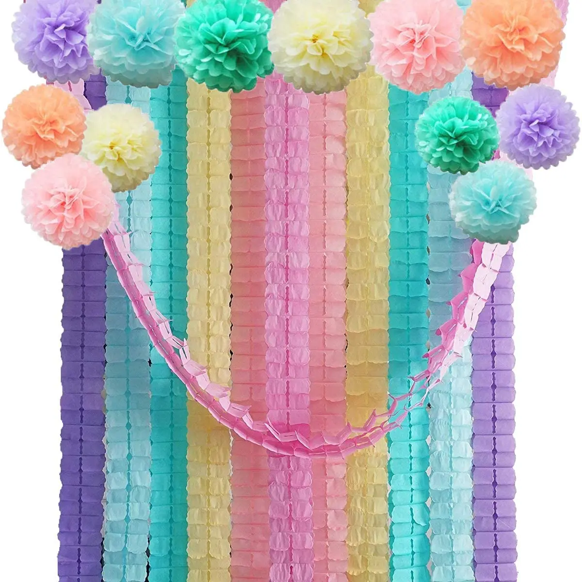 1 Stück 3 Meter Papiergirlande, Ziehblumen für Party, Ziehblumen-Banner, Girlande für Kinderparty, Veranstaltungsort, Hochzeit, Hängedekoration – Detail 12