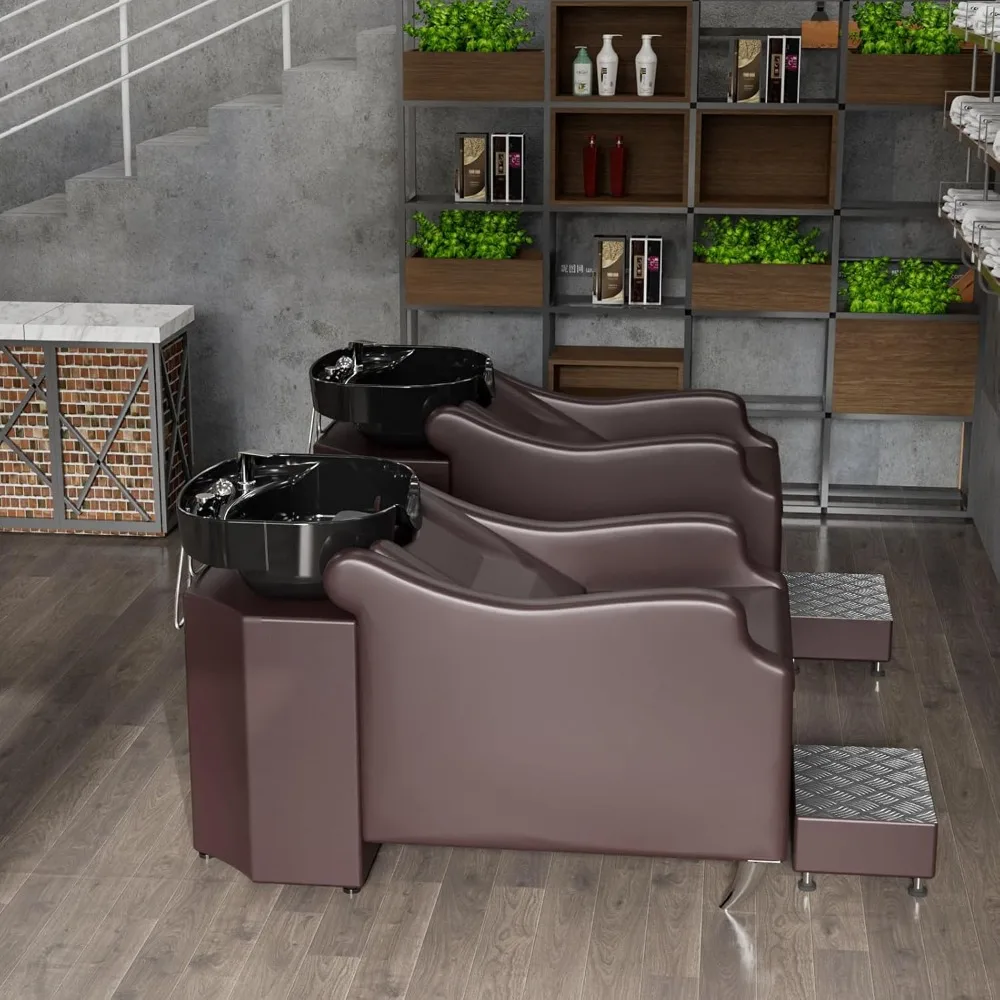 Description Picture 2 of itemShampoo Bowl and Chair,Hair Wash Chair Shampoo Station Deep Ceramic Sink,Backwash Barber Chair Shampoo Unit Beauty Barbershop