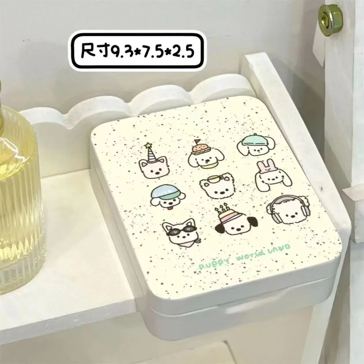 INS Cute Cartoon Cream Cat Dog Iron Box Girl Hairpin Photocard Sticker Dustproof Storage Box Kawaii Office Desktop Organizer 1Pc