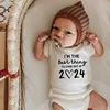 I'm the Best Thing 2024 Newborn Baby Clothes White Cotton Summer Bodysuits for Infants Short Sleeve Boys Girls Romper 2