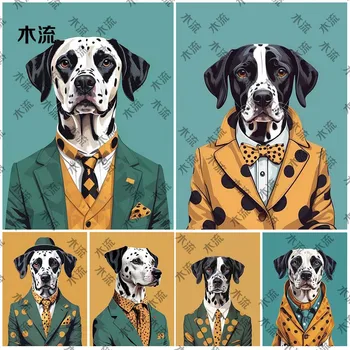 Cartoon Dogs Suit Ritratto Divertenti Poster Immagini a parete per soggiorno Decorazioni per la casa Poster Wall Art Canvas Painting senza cornice