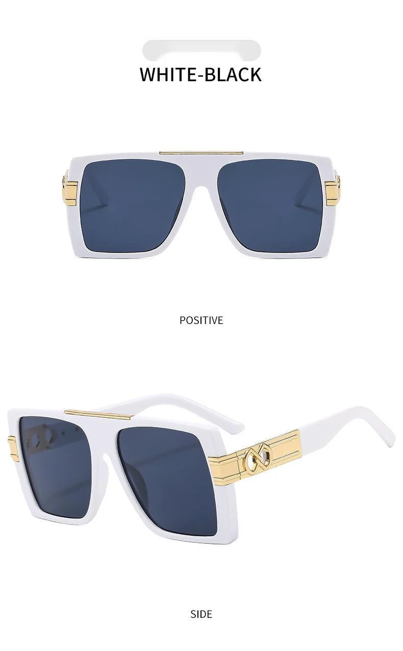 Personalized Large Frame Sunglasses For Women Flat Top Metal Design_voghion.com