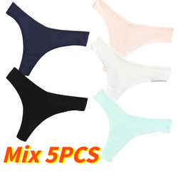 Mix 5pcs Underwear Women braguitas brasileñas Cotton Thongs Women's Panties T-back Sexy Lingerie Low Waist Ladies G-Strings