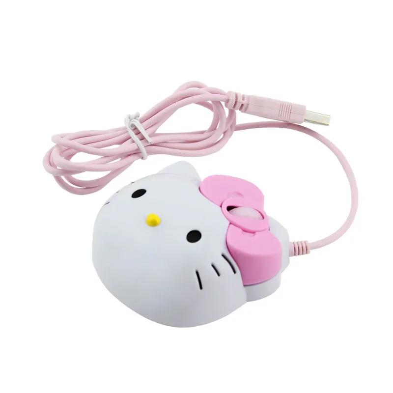 Sanrio Hello Kitty Wired USB Mouse Anime Personalized Women Notebook Home Office Mouse for Laptop PC IOS System Accessories Gift