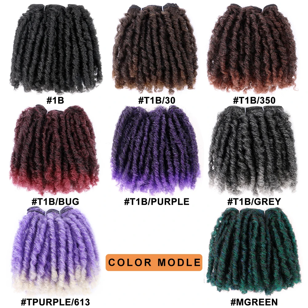 Short Afro Twist Double Weft Hair Weaving Synthetic Dreadlocks Bundles Bouncy Curly Hair Weaving For Black Women
