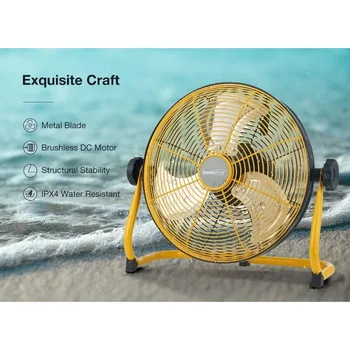 Geek Aire 12 Inch Battery Operated Floor Fan Portable Cordless Metal Blade High Velocity for Camping Travel Hurricane 6