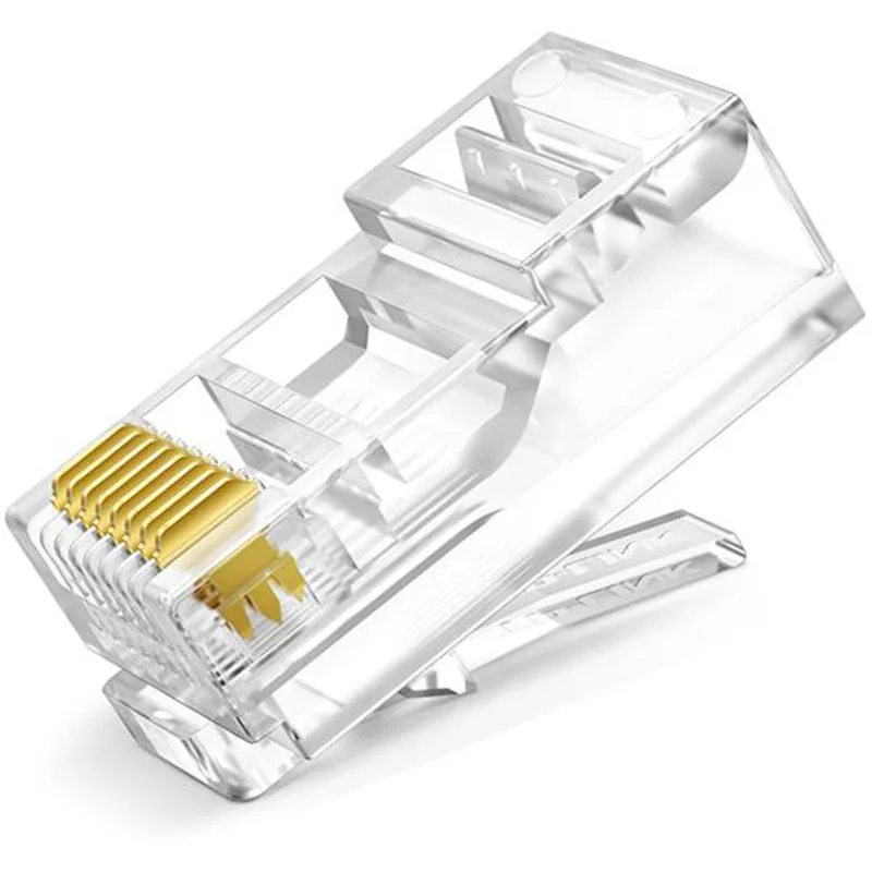 Network cable connector 50/100Pcs Category 5 unshielded 8p8c gold-plated RJ45