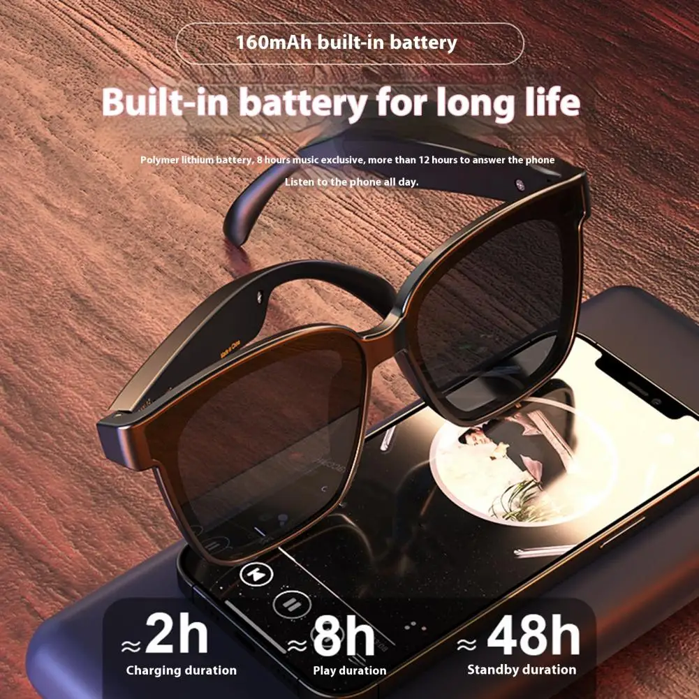 Voice Sunglasses Touch Control Sunglasses Sunglasses with Bluetooth Audio Voice Control Uv Protection for Rechargeable