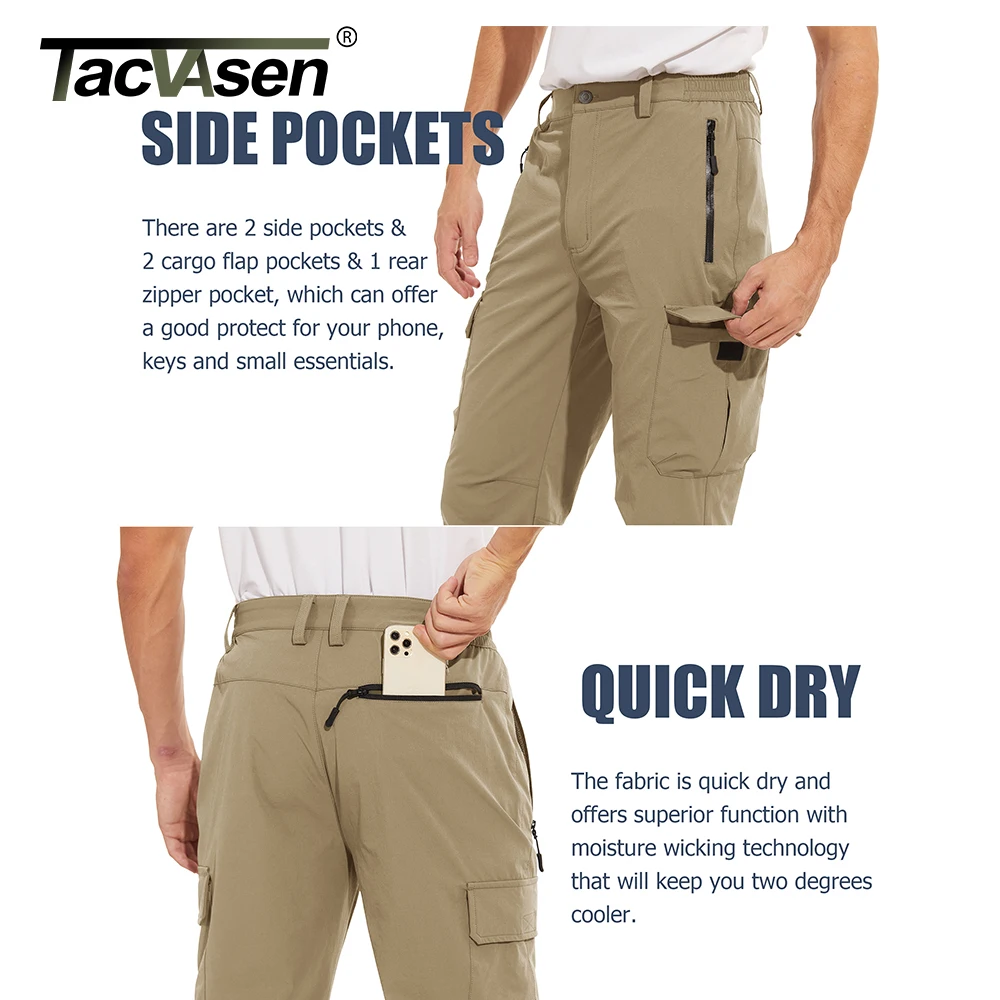 TACVASEN Lightweight Quick Dry Trousers Mens Tactical Fishing
