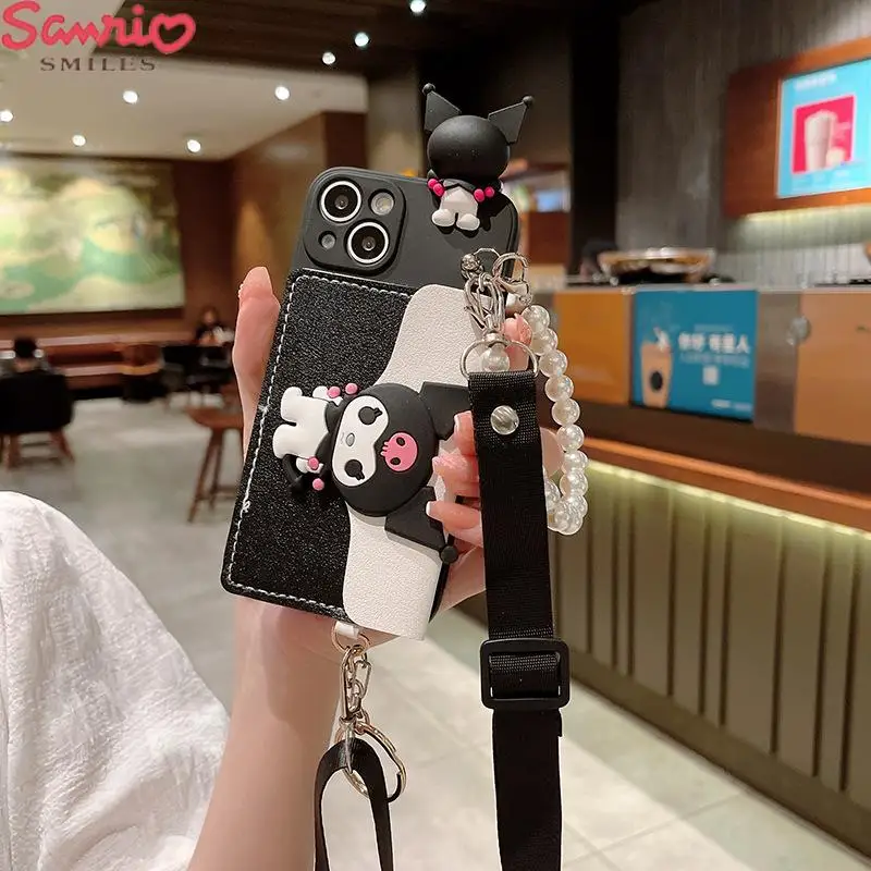 Sanrio Kuromi Muslimate Card Holder Custodie Per Telefono Per Iphone 14 13 12 11 Pro Max Messenger Bag Bracciale Supporto Per Cellulare