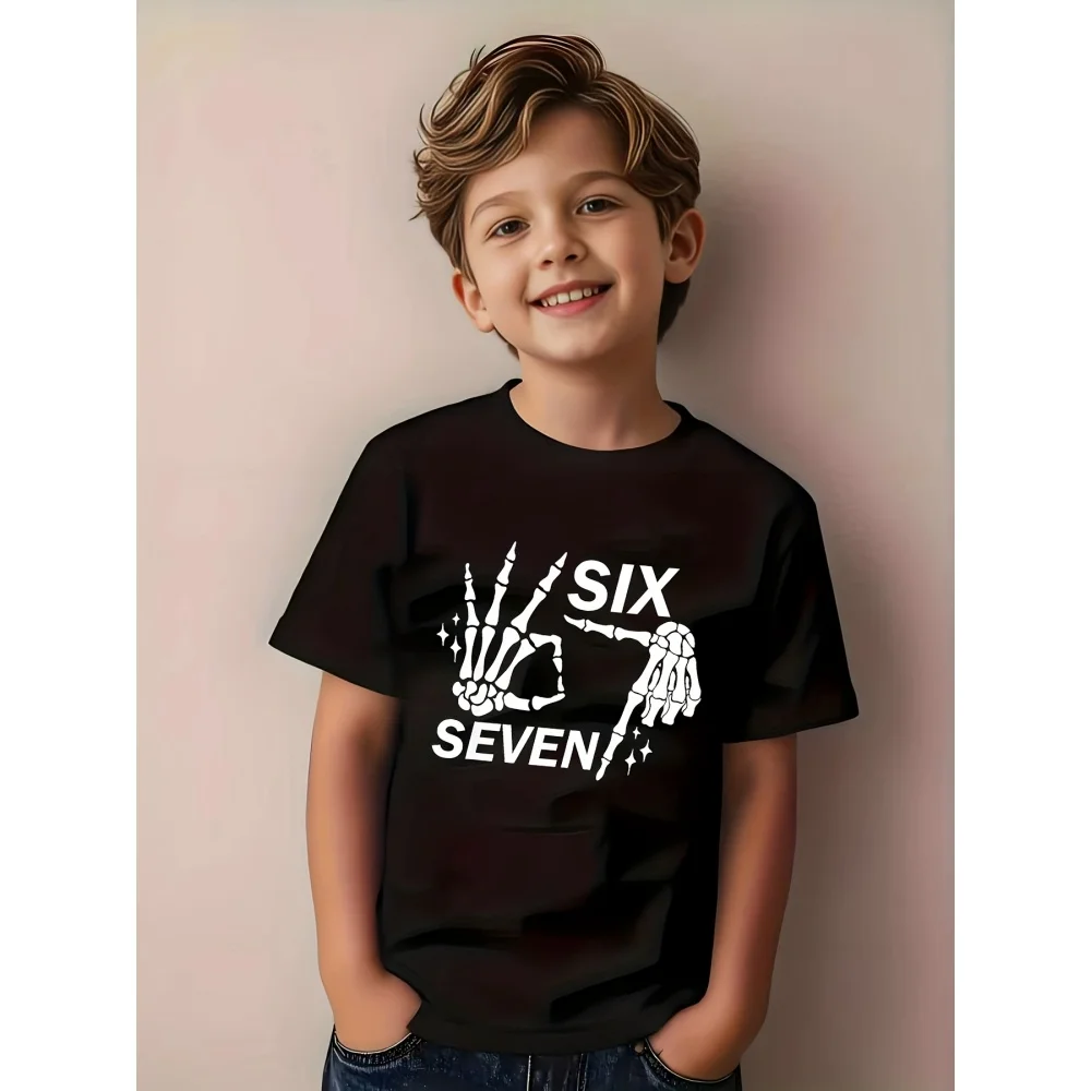 تي شيرت 67 Six Seven Italian Brain Rot Math Joke تي شيرت مضحك كاجوال بأكمام قصيرة وياقة مستديرة تي شيرت صيفي مريح للأطفال