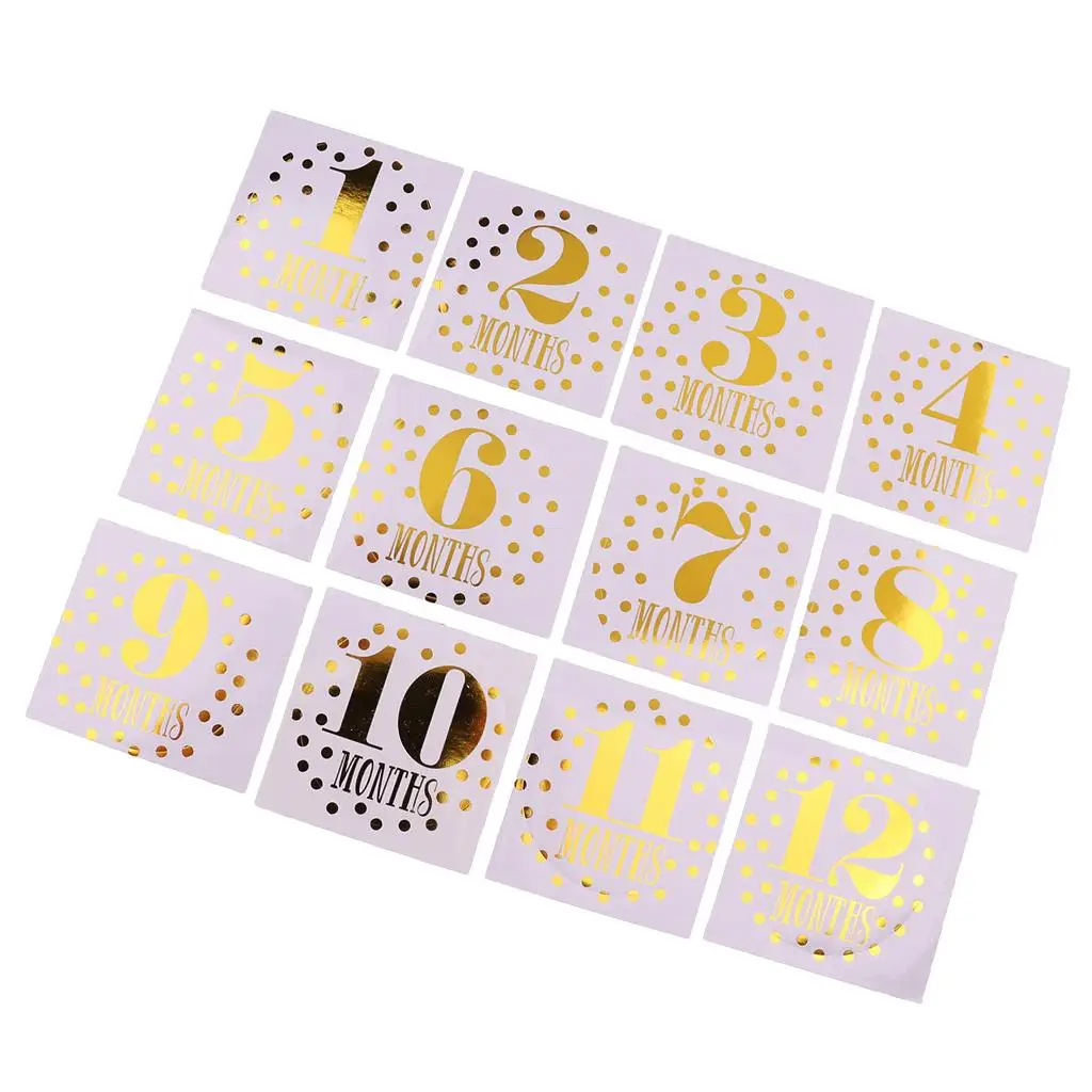 Baby Monthly Milestones Stickers Baby Shower Pictures Prop 1-12 Months -