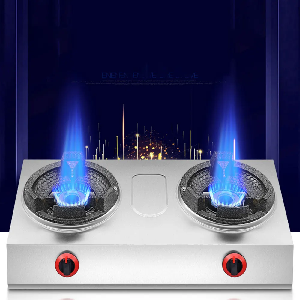 Double Cooktop Commercial Gas Burner Fierce Fire Hornillo A Gas Stove High Pressure Table Liquefied Stove Estufa