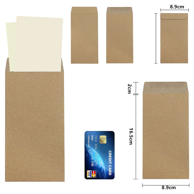 50Pcs Cash Envelopes Money Container Ultra-Thin DIY Coin Storage Envelopes Cash Storage Bags Kraft Paper Coin Pouches