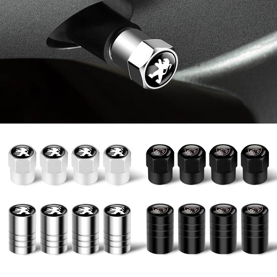 4Pcs/set Metal Car Wheel Tire Valve Caps Stem Cover Accessories For Peugeot 2008 3008 206 207 208 406 407 408 508 106 107 108