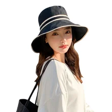 

Solid Color Bucket Hat Women's Spring Summer Color Matching Fisherman Hat Foldable Outdoor Sun Hat Leisure Travel Sunshade Hat