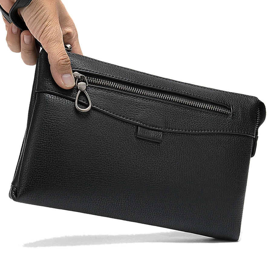 

Natural Leather Men Clutch Bag Business Purse Wallet Cell Phone Cigarette Cash Card Holder Male Handy