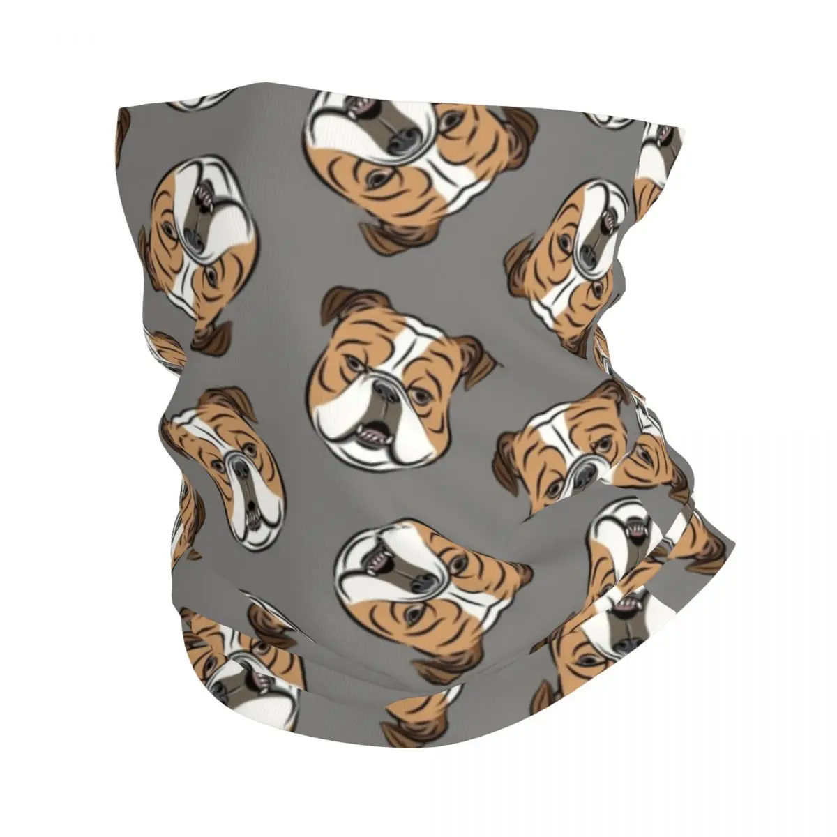 

English Bulldog Toss Gray Dog Bandana Neck Gaiter Printed Dog Face Balaclavas Wrap Scarf Multi-use Cycling Running Unisex Adult