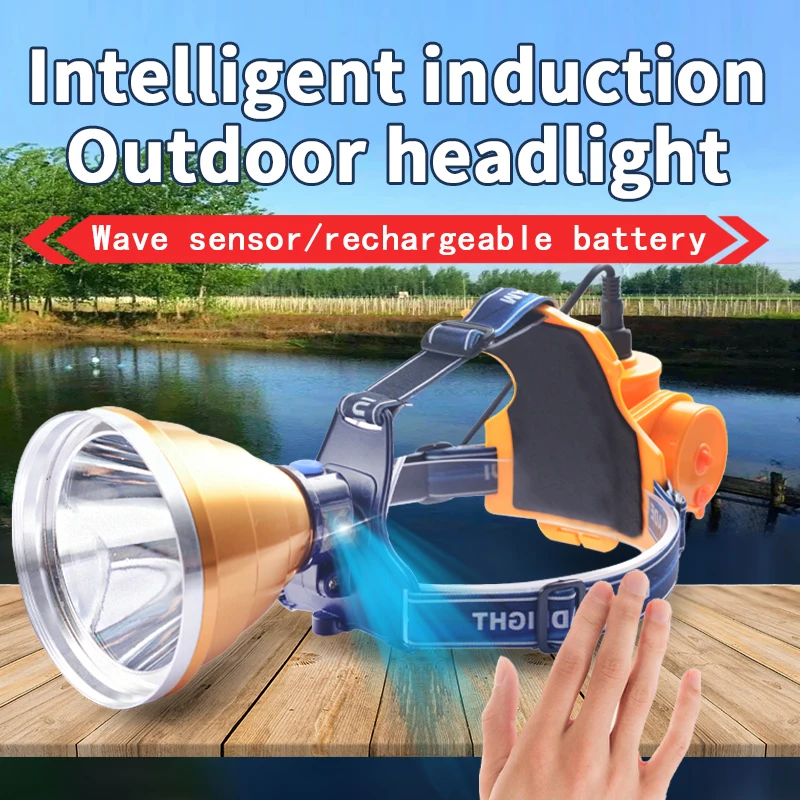 

LED night fishing portable strong light night run rechargeable sensor headlight