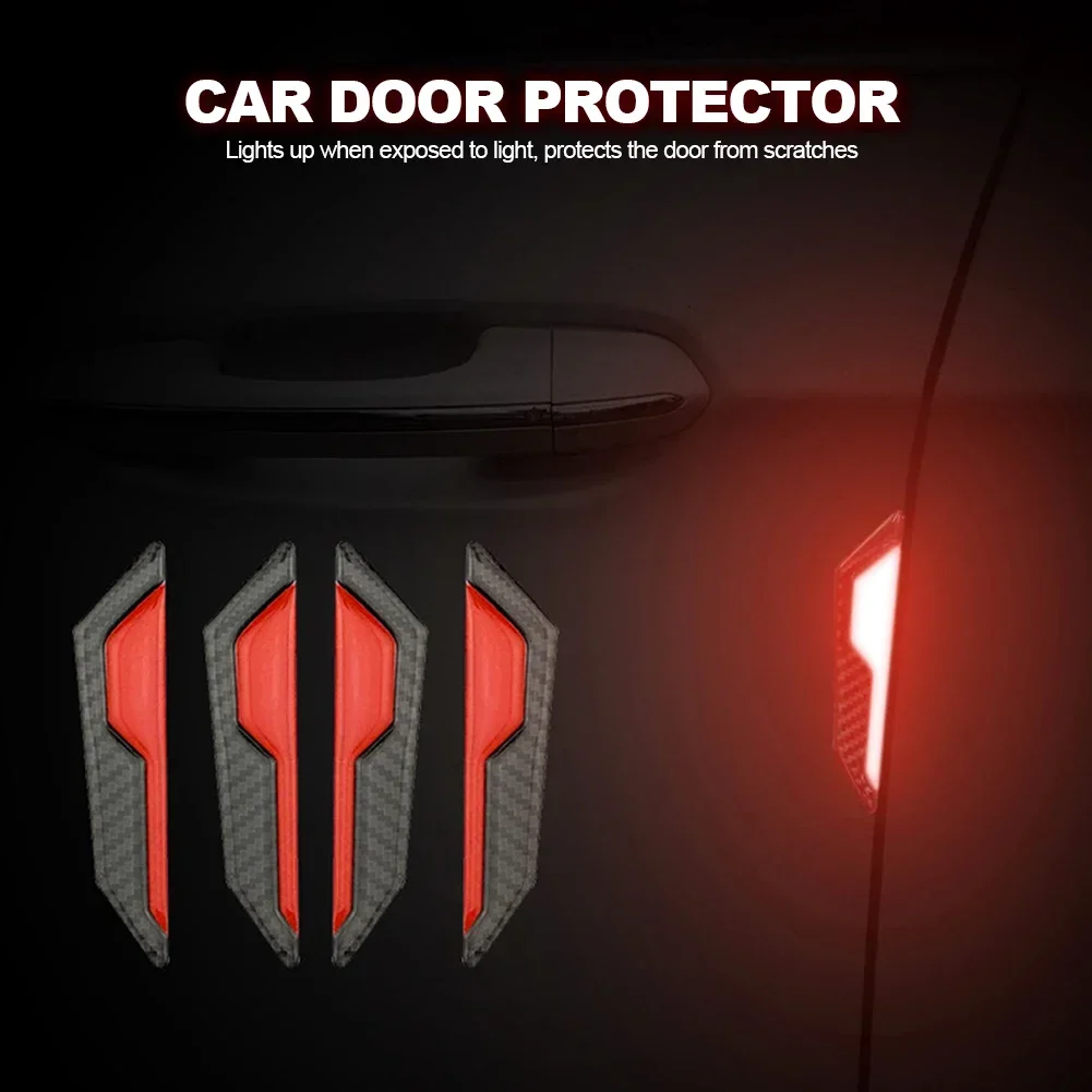 Car Door Anti-Collision Strip Reflective Warning Stickers 4PCS