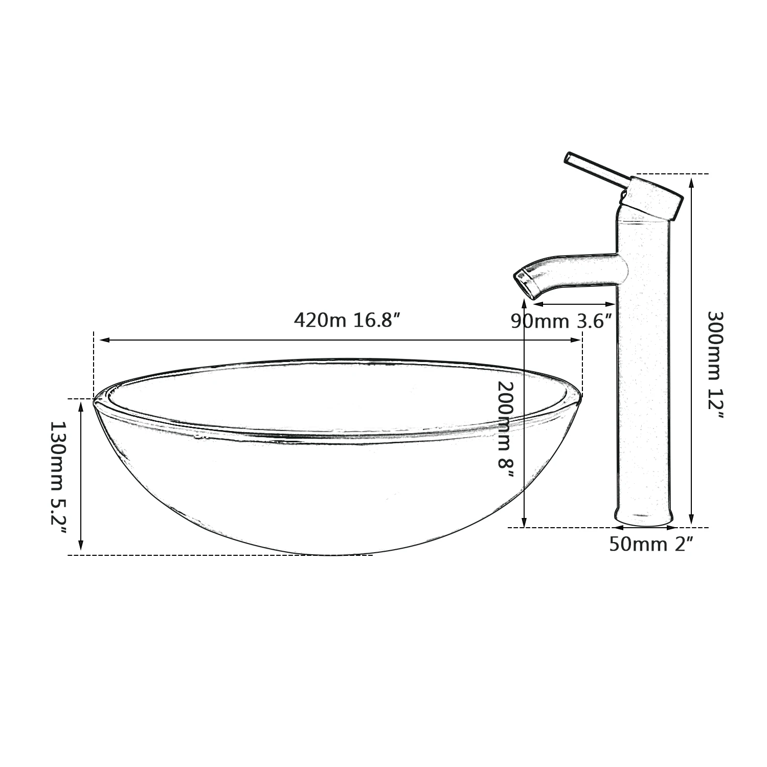 ZAPPO Brown Round Bathroom Sinks Above Counter Contemporary Tempered Glass Bathroom Vessel Sink Bowls Matching Style Faucet 2