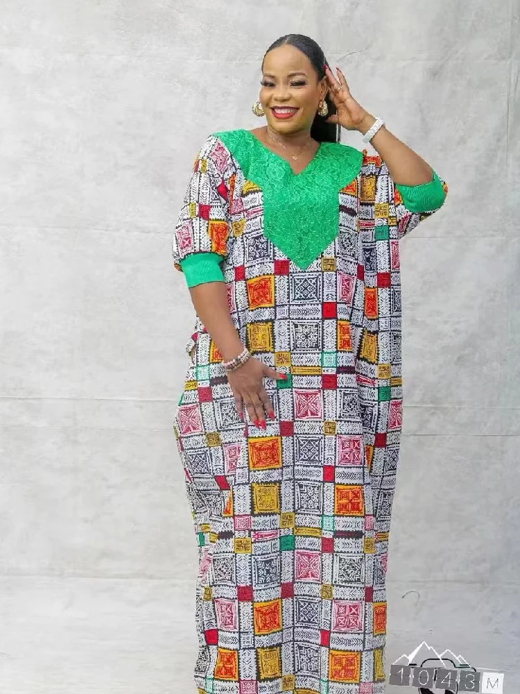 

New Print African Maxi Dresses for Women Traditional Dashiki Kaftan Robe Elegant Lady Wedding Party Gown Muslim Church Dress