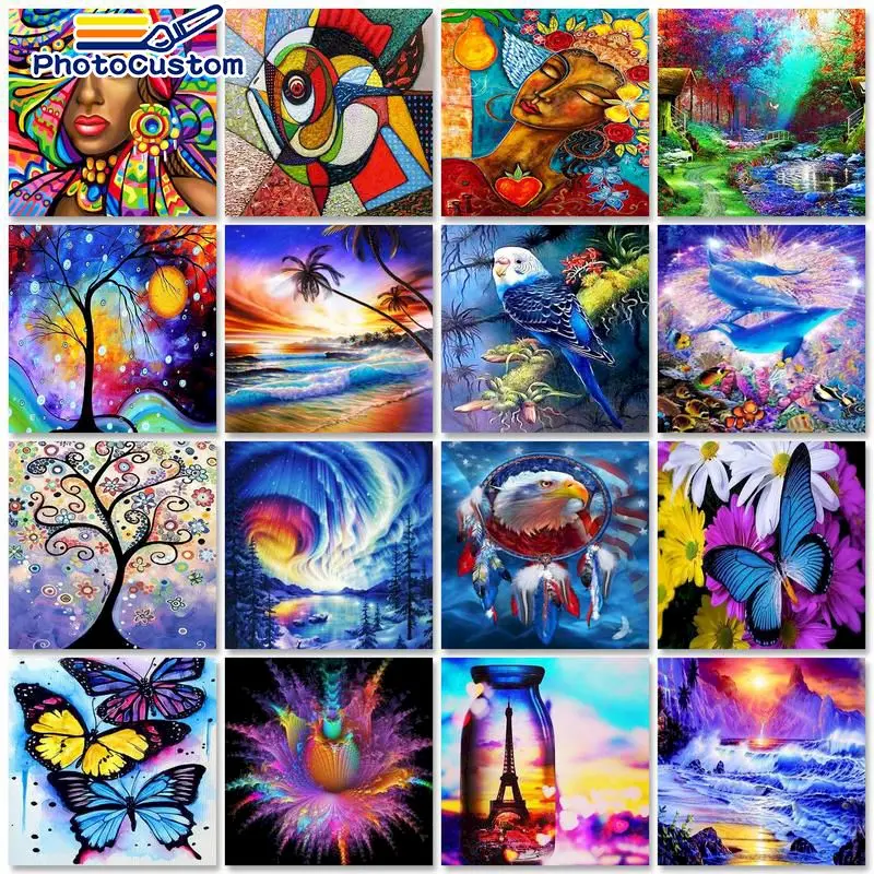 

PhotoCustom 5D DIY Diamond Painting Abstract Diamond Embroidery Full Square/Round Mosaic Hobby Home Decor Wall Art