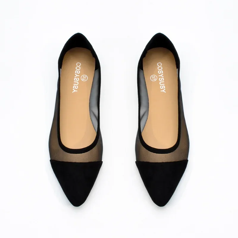 Women's Casual Sandals Pointed Spliced Flat Shoes for Women's Daily Shallow Mouth Fashion Mesh Shoes Single Shoe Women Shoes