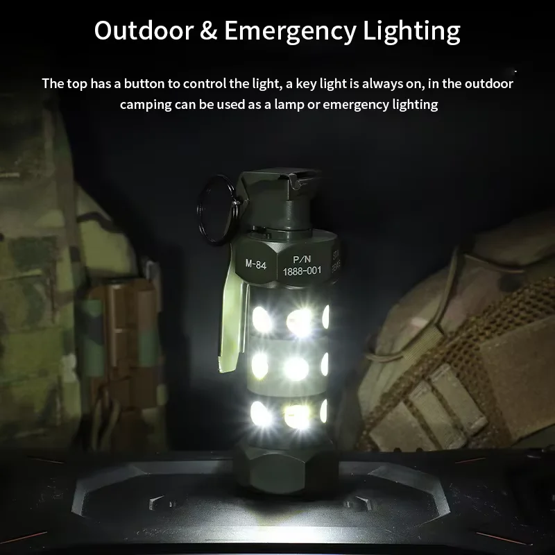  Portable Emergency Lamp Outdoor Camping Light Tactical Cosplay Model Prop Dummy Grenade Lamp Flashbang Grenade Model Light