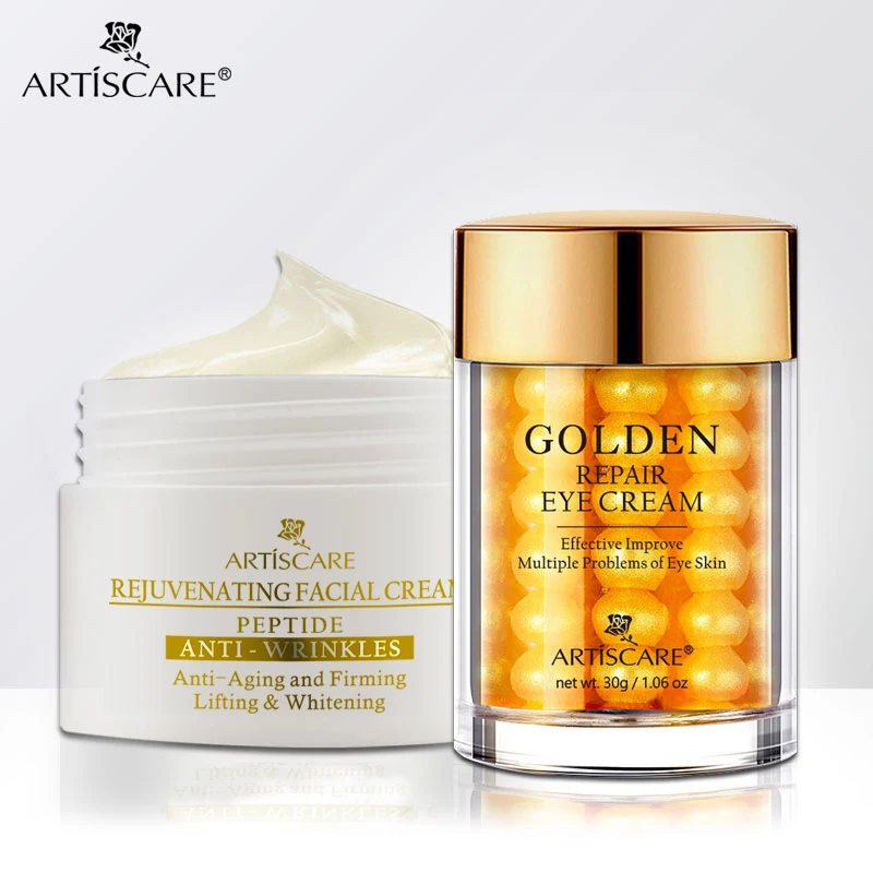 ARTISCARE Peptide Anti Wrinkle Facial Cream + Golden Eye Cream Anti-Aging Skin Care Whitening and Lifting Day