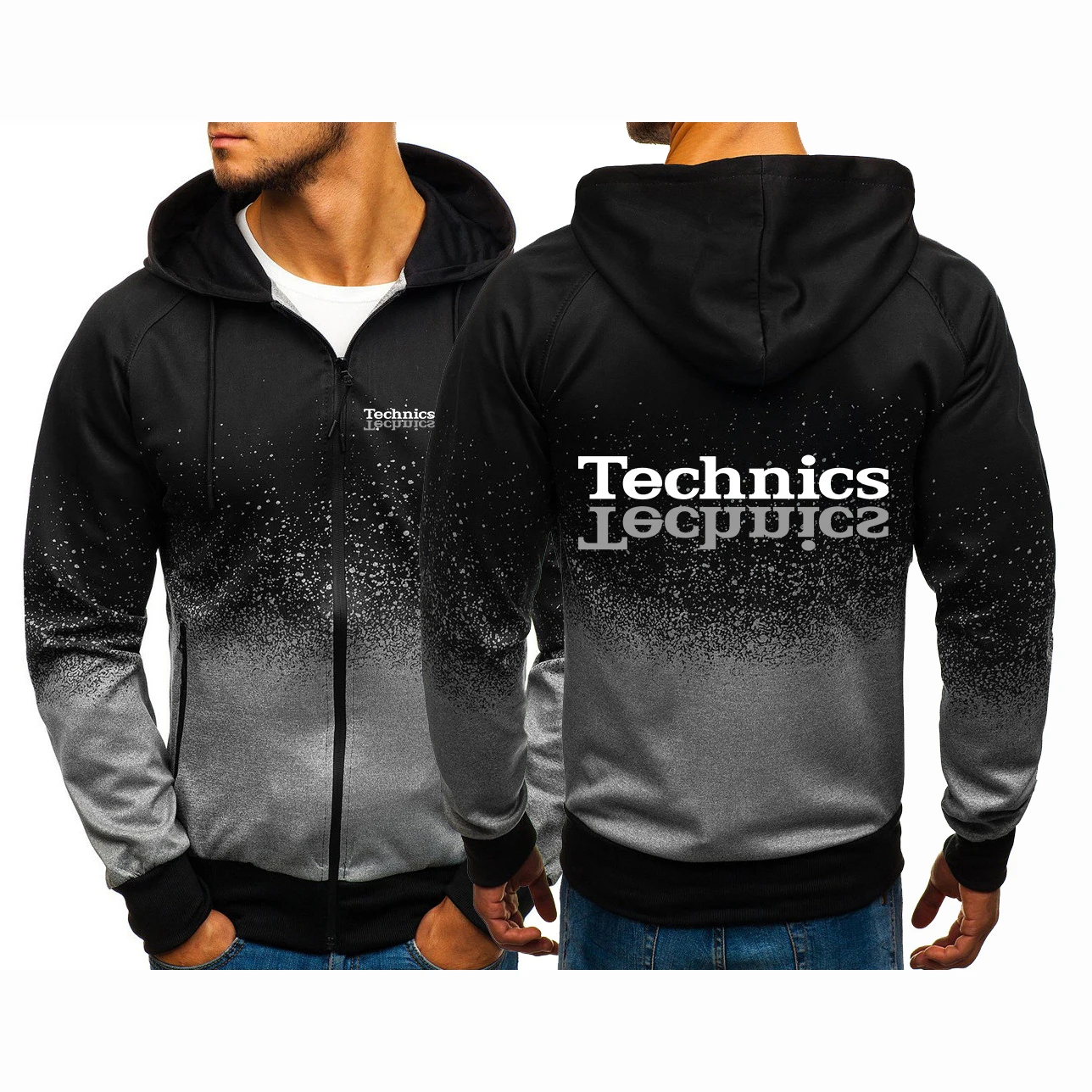 

Technics 2021 Men's Dj 1200 Turntable Music New Gradient Coats Harajuku Hoodies Zipper Pullover Sweatshirts Cotton Tops Clothing