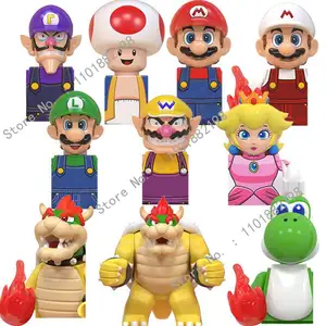 Кубики в стиле Super Mario Bros, куклы, куклы Wario, Луиджи, персик, Йоши, грибы