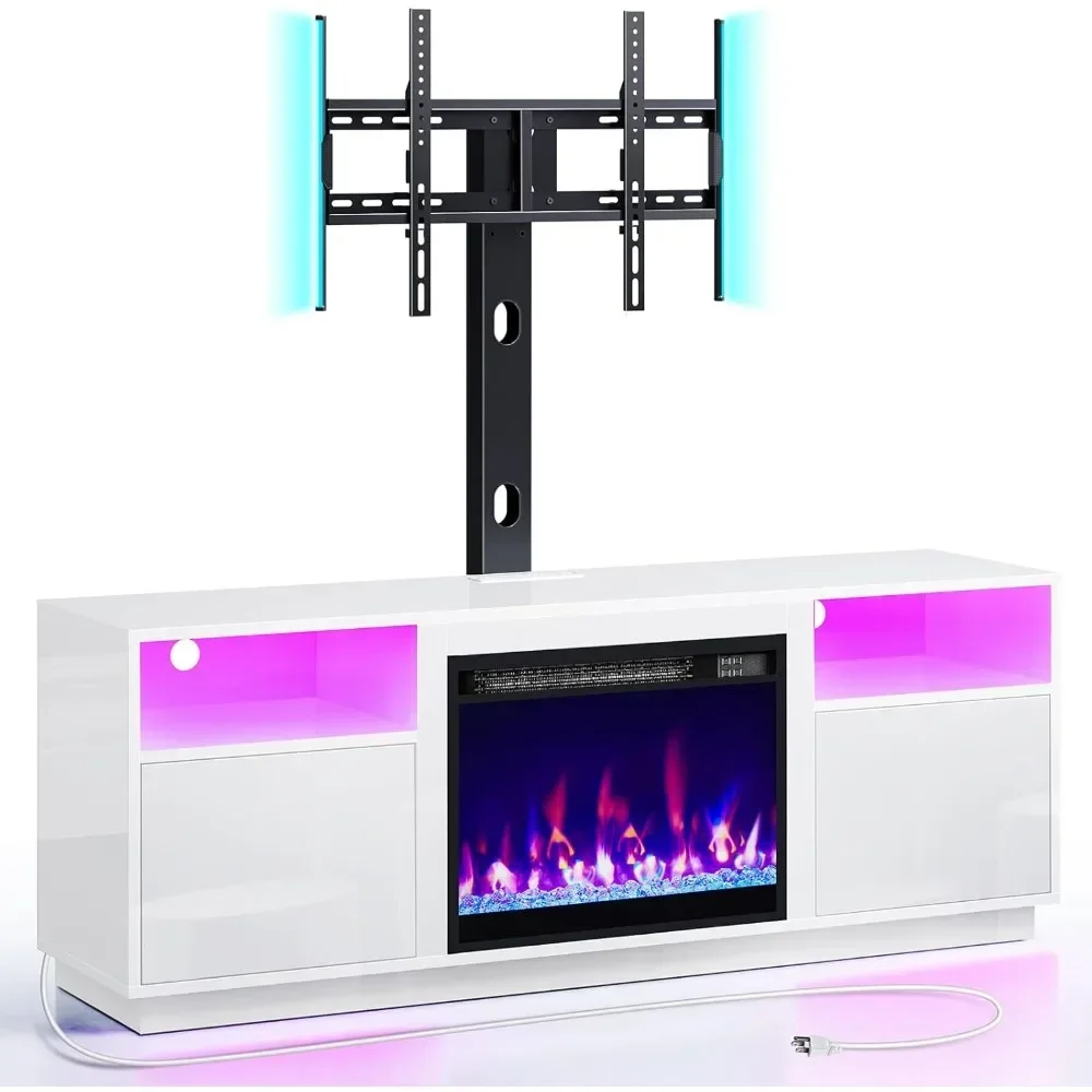 Description Picture 2 of itemFireplace TV Stand with Led Lights and Power Outlets, Entertainment Center with Electric Fireplace