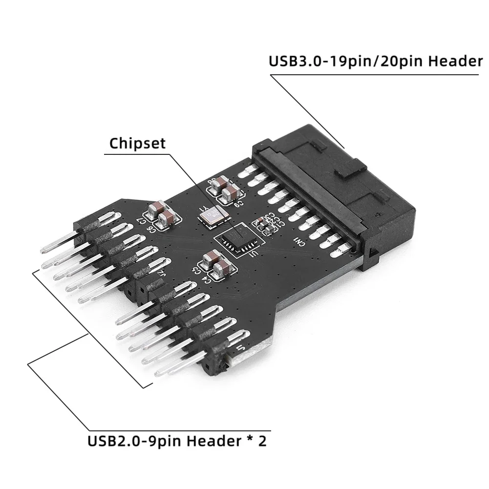 USB 3.0 19PIN To USB 2.0 9PIN Header Splitter Adapter Wear Resist 1 To 2 Extension Interface Expansion Card for RGB Fans