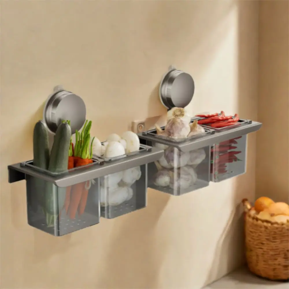 Ginger Storage Box Carbon Steel Suction Cup Ginger Storage Box Large Capacity Wall Mounted ...