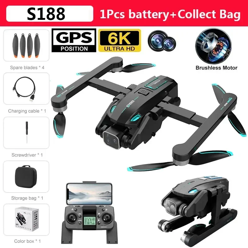ตัวเลือกสินค้า โดรน GPS 8K กล้องคู่ 4 ใบพัดพับได้ ระยะทาง 2 กม. 5G