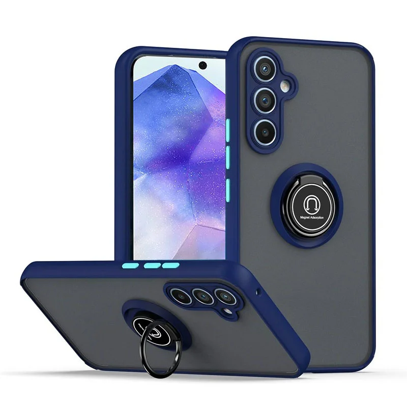 Magnetic Matte Protective Ring Case - Sleek and Durable Smartphone Cover