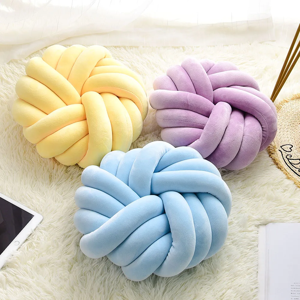 

Knot Ball Throw Pillows Soft Round Knotted Sofa Back Cushions Home Bed Room Decor Office Seat Cushion Sofa Throw Pillows