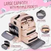 Large Travel Cosmetic Organizer Bag with 4 Removable Boxes Jewelry Roll Polyester Storage Pouch for Makeup Accessories 3