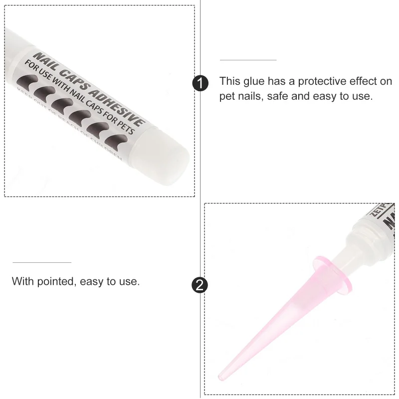 5pcs Glue and Applictor Pet Cat and Dog Nail Cover Claw Caps 5