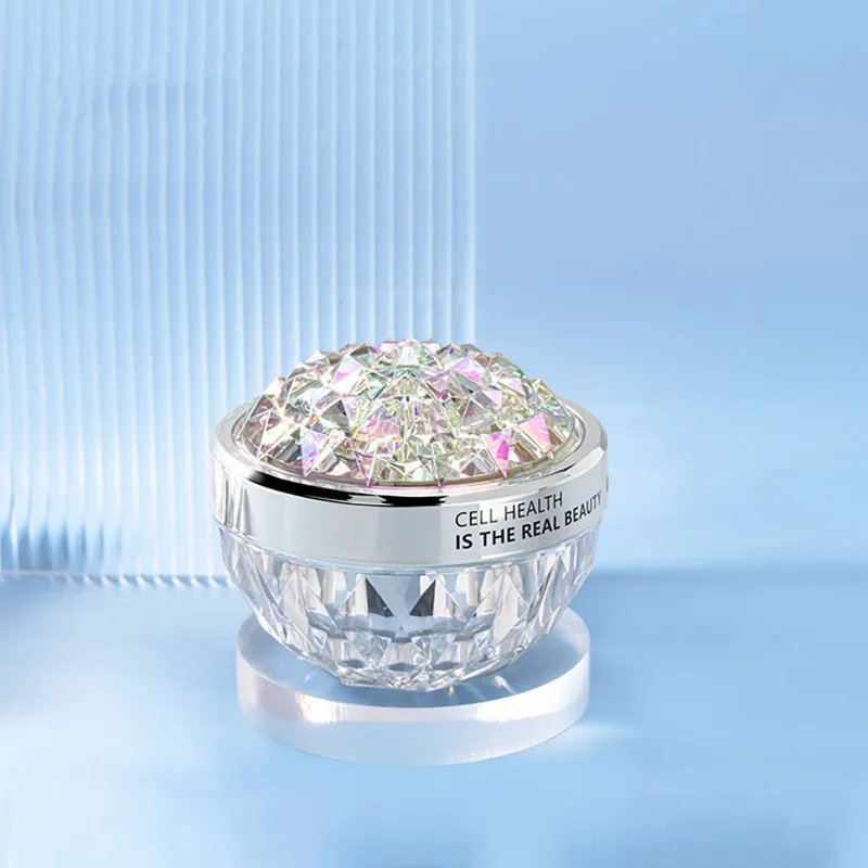 

8PCS 50g Acrylic Cream Jar Cosmetic Container Diamond Shaped Dazzle Color Cream Jar Empty Makeup Jar Pot Refillable Bottle